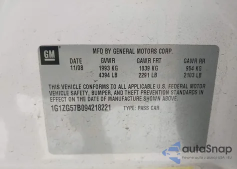 2009 Chevrolet Malibu Ls z USA, uszkodzony, nr VIN 1G1ZG57B094218221